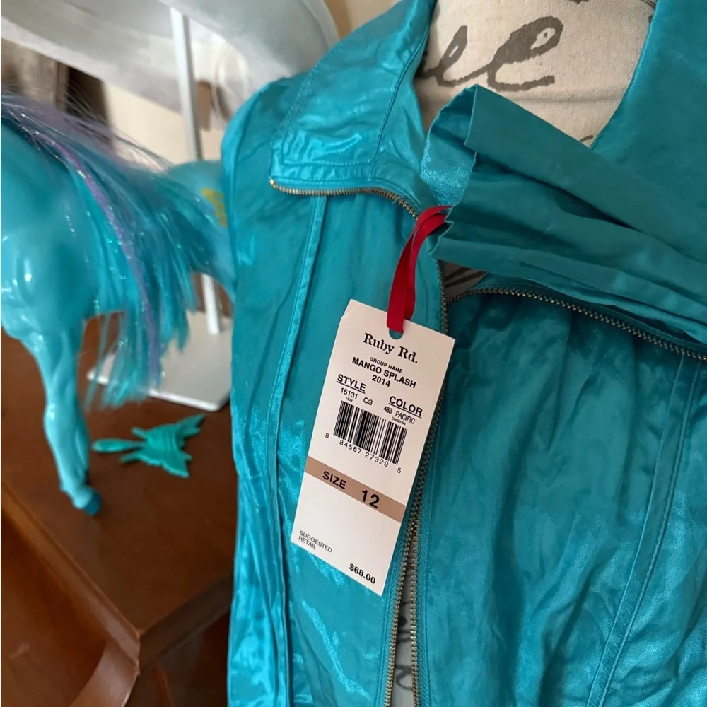 Ruby Rd Blue Utility Jacket with Lustrous Finish NWT - Picture 4 of 8